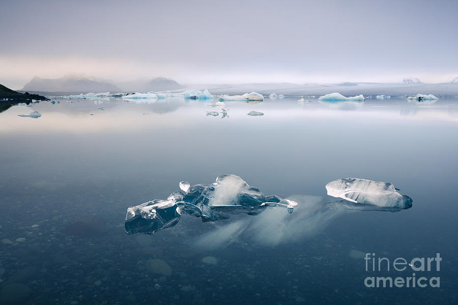 Glacial lake with icebergs at sunrise Iceland #3 Photograph by Matteo Colombo