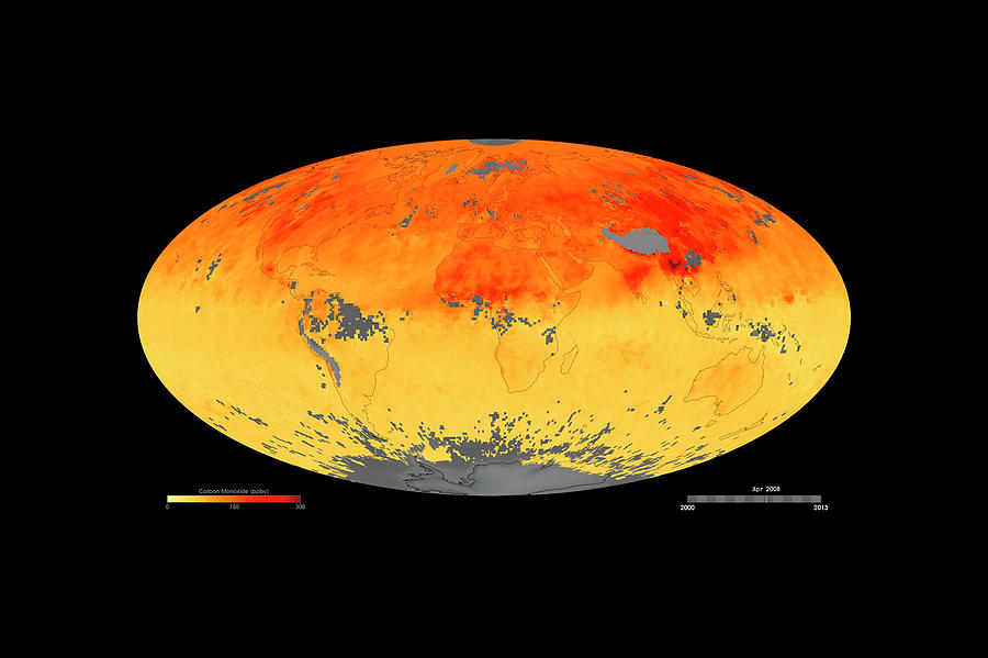 Global Carbon Monoxide Levels Photograph by Goddard Space Flight Center