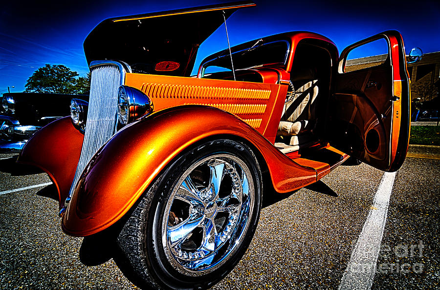 Gold Vintage Car at Car Show #3 Photograph by Danny Hooks