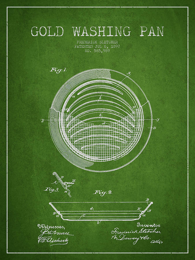 Vintage Digital Art - Gold Washing Pan Patent Drawing from 1897 #3 by Aged Pixel