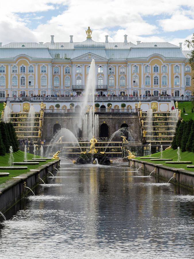 Grand Cascade Fountains At Peterhof #3 Photograph by Panoramic Images