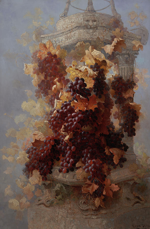 Grape Painting - Grapes and Architecture #1 by Edwin Deakin