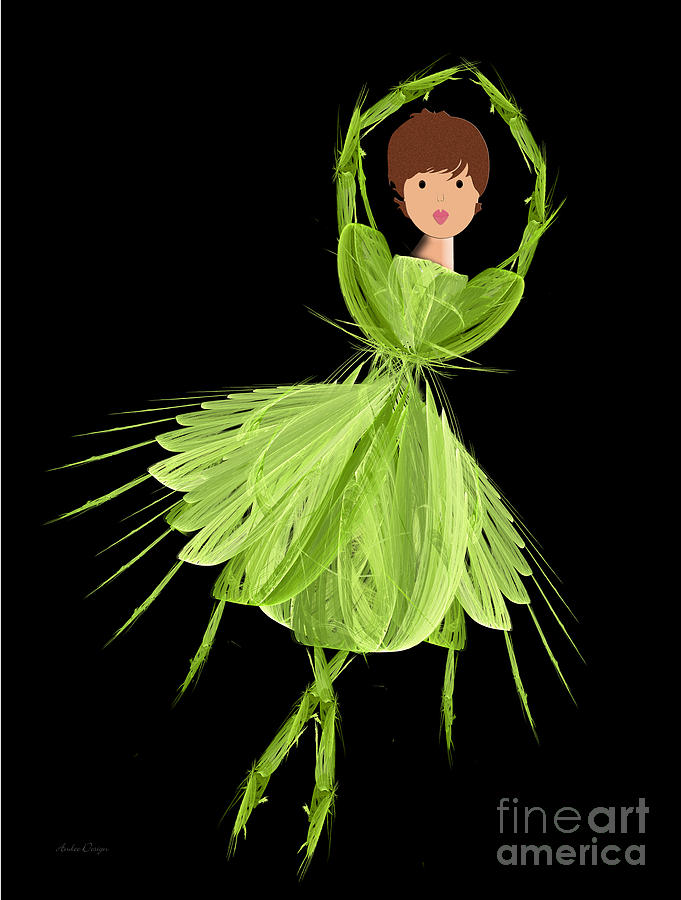 3 Green Ballerina Digital Art by Andee Design