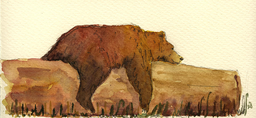Wildlife Painting - Grizzly bear #3 by Juan  Bosco