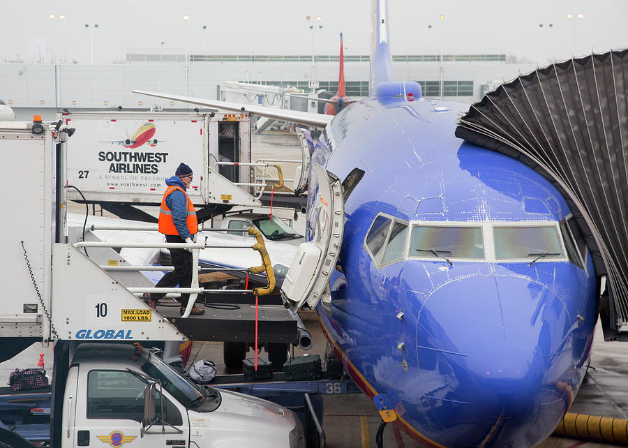 Ground Crew Worker At Chicago Airport Photograph by Jim West - Fine Art ...