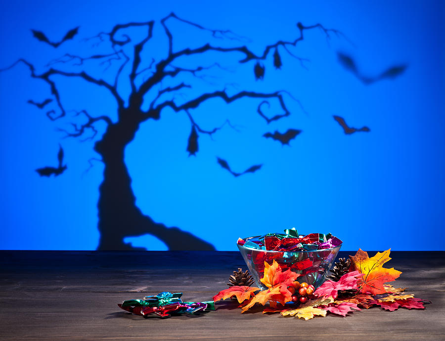 Halloween tree bats and sweets #3 Photograph by U Schade