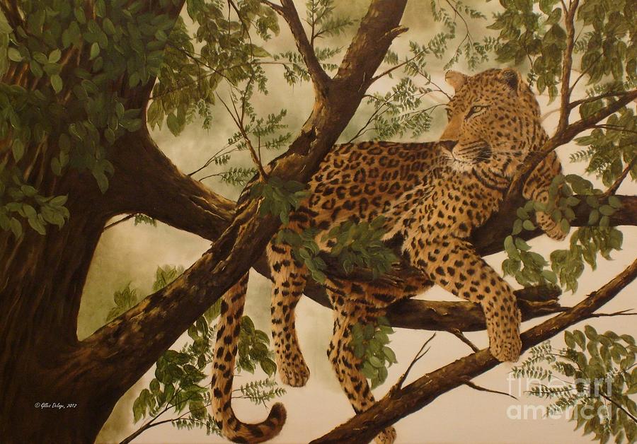 Leopard Painting - Hanging around by Gilles Delage