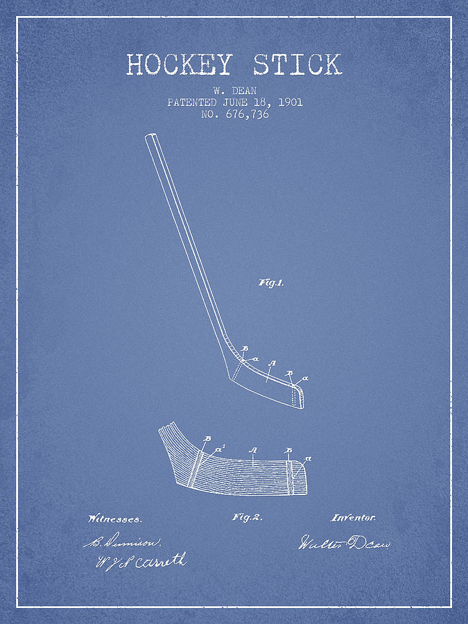 Hockey Stick Patent Drawing From 1901 Digital Art