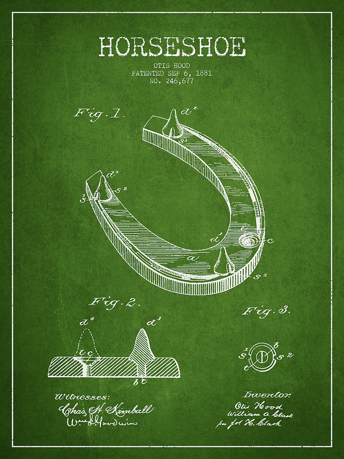 Horse Digital Art - Horseshoe Patent Drawing from 1881 #3 by Aged Pixel