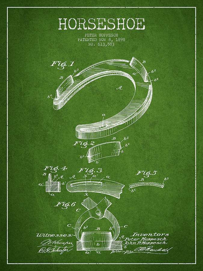 Horse Digital Art - Horseshoe Patent Drawing from 1898 #3 by Aged Pixel