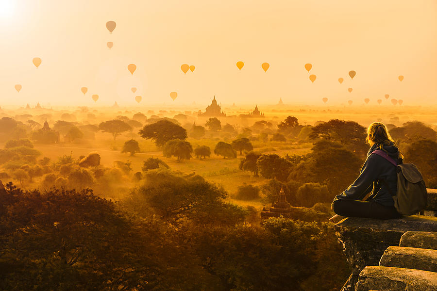 Hot air balloons in Bagan, Myanmar #3 Photograph by Ugurhan