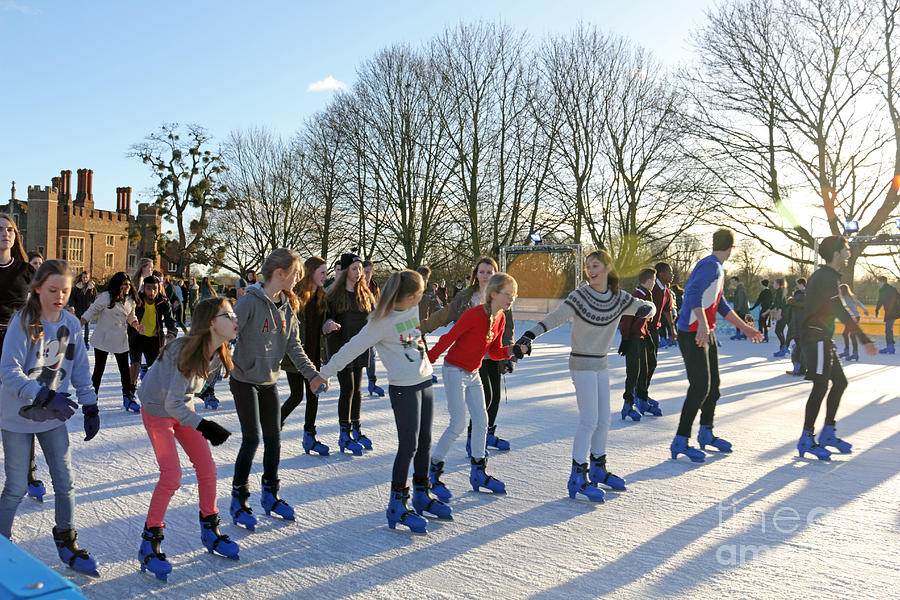 Ice Skating At Hampton Court Palace Ice Rink England Uk Photograph