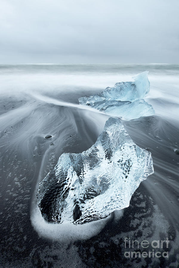 Icebergs on black sand beach Iceland #3 Photograph by Matteo Colombo