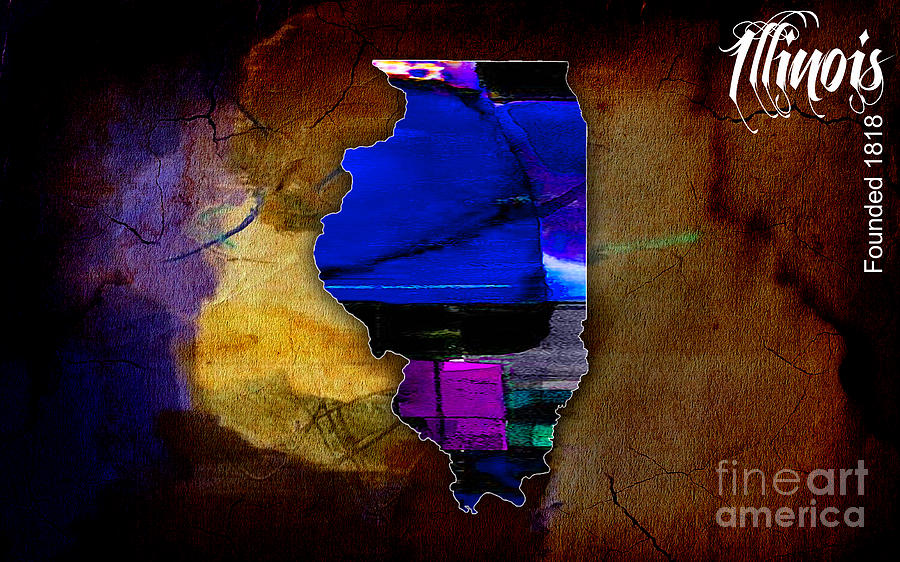 Chicago Map Mixed Media - Illinois Map Watercolor #1 by Marvin Blaine