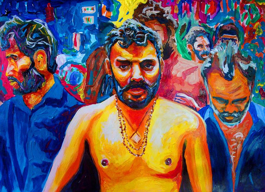 Portrait Painting - 3 Indian Men by Kennedy Paizs