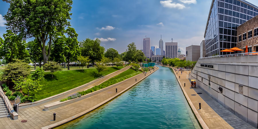 Indianapolis Skyline from the Canal #3 Photograph by Ron Pate