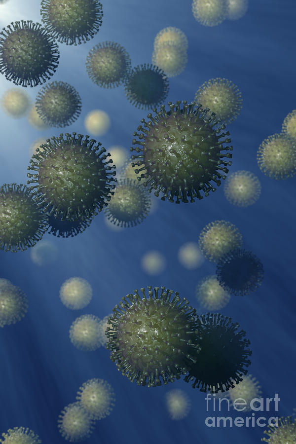 Digital Illustration Photograph - Influenza A Virus #3 by Science Picture Co