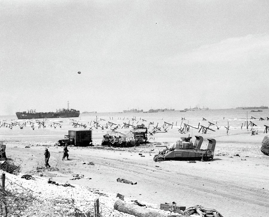 Black And White Photograph - Invasion Of Normandy #3 by Us Navy