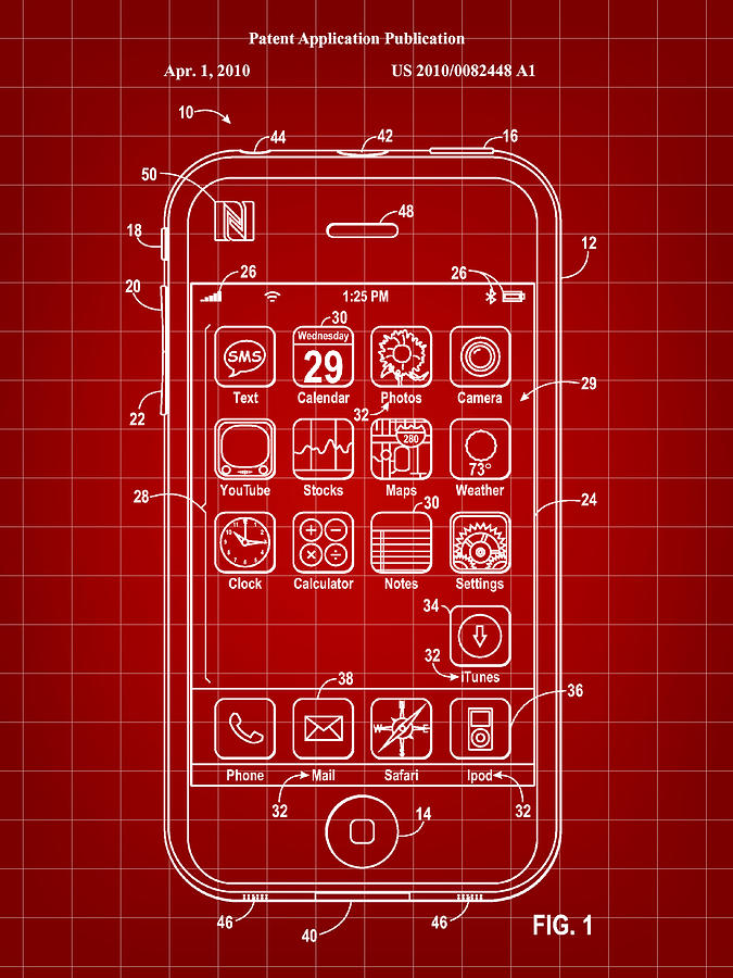 iPhone Patent - Red Digital Art by Stephen Younts