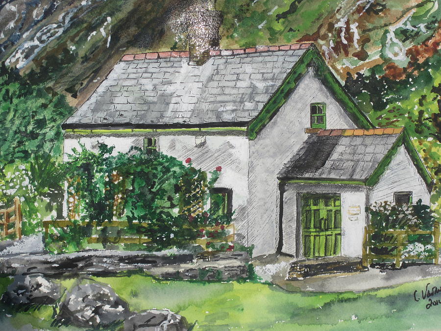 Landscape Painting - Irish Cottage #3 by Cat Varno