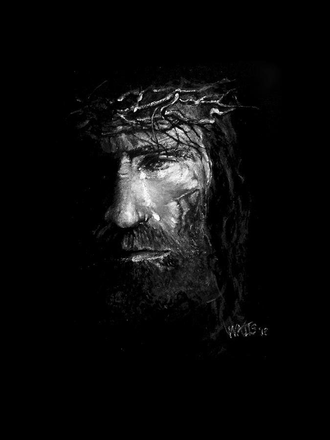 Black And White Painting - Jesus Weeps by William Walts