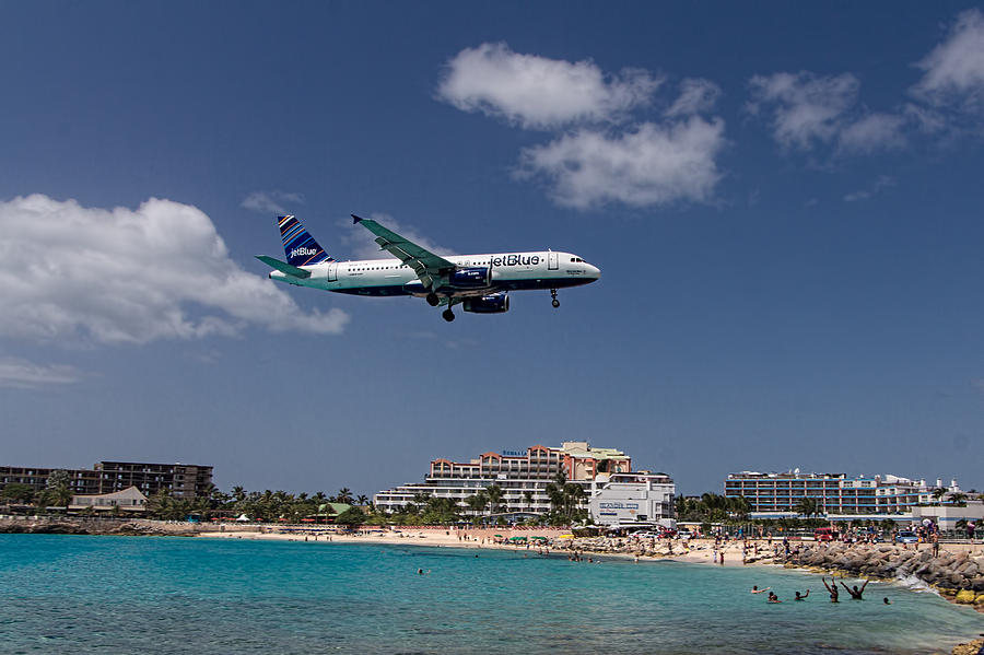 jetBlue landing at St Maarten #3 Photograph by David Gleeson