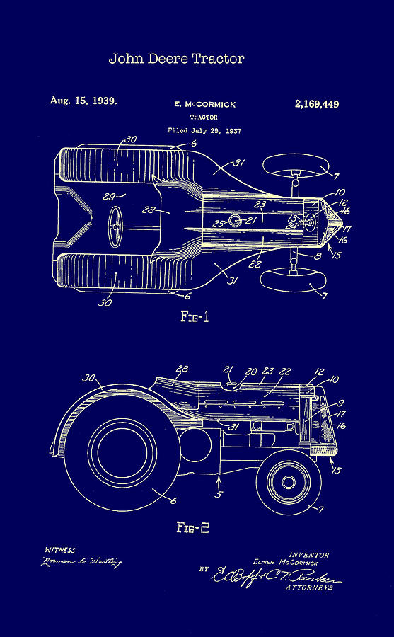 John Deere Tractor Patent 1939 #3 Drawing by Mountain Dreams