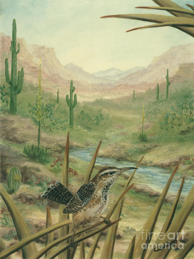 Bird Painting - King of the Cactus #3 by Cathy Cleveland