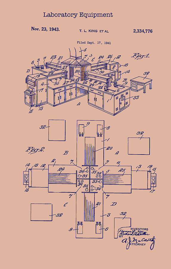 Laboratory Equipment Patent 1943 #3 Drawing by Mountain Dreams