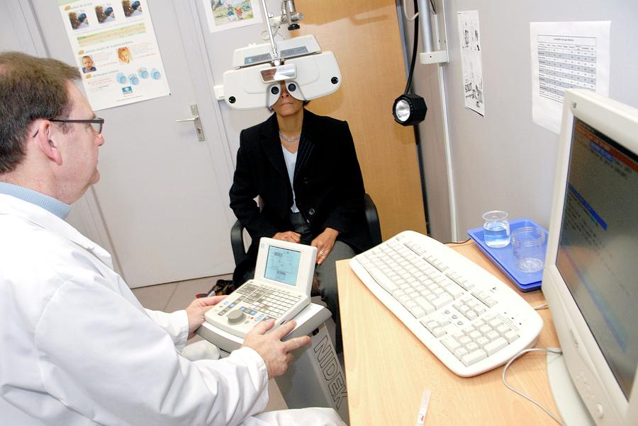 Human Photograph - Laser Eye Surgery Preparation by Aj Photo/science Photo Library Human Photograph - Laser Eye Surgery Preparation by Aj Photo/science Photo Library