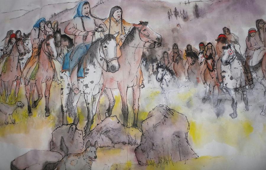 last wars of NEZ PERCE album #3 Painting by Debbi Saccomanno Chan