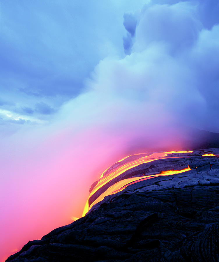 Lava Flow Reaching The Coast #3 Photograph by Simon Fraser/science Photo Library