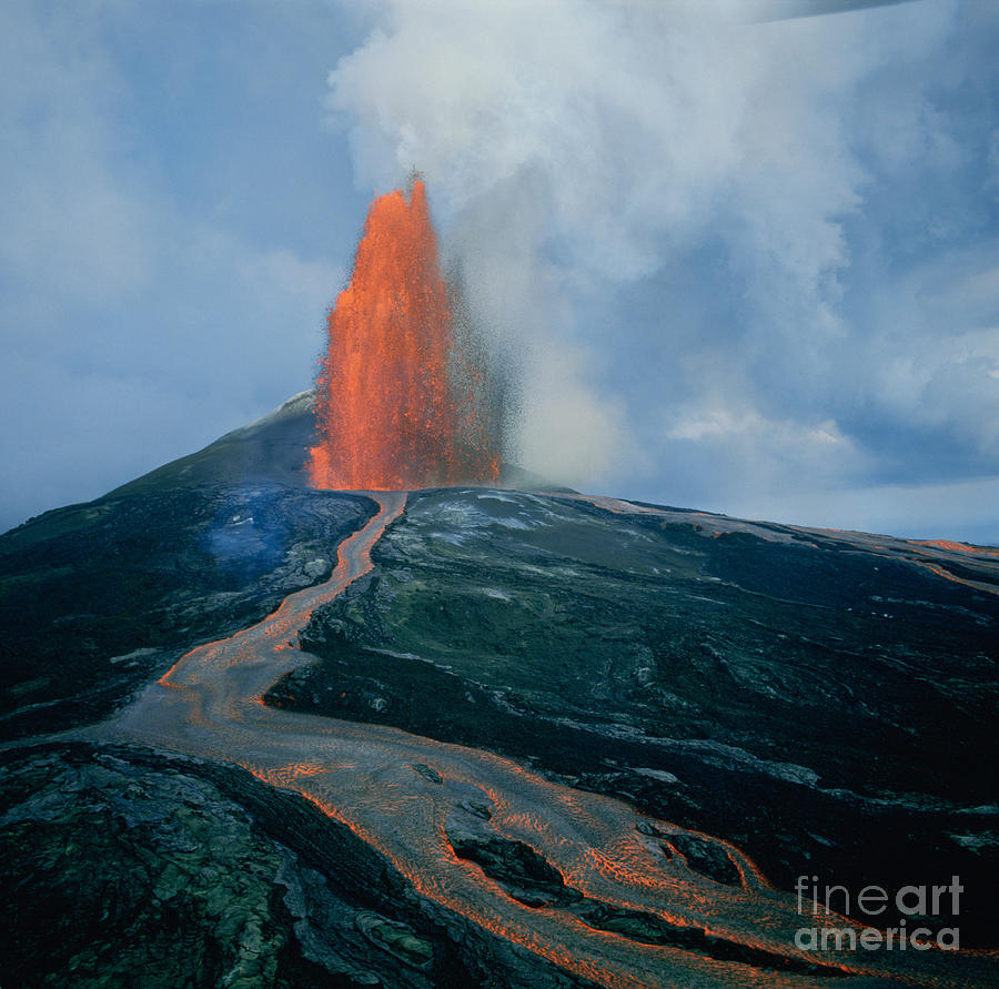 Lava Fountain At Kilauea Volcano, Hawaii #3 Photograph by Douglas Peebles
