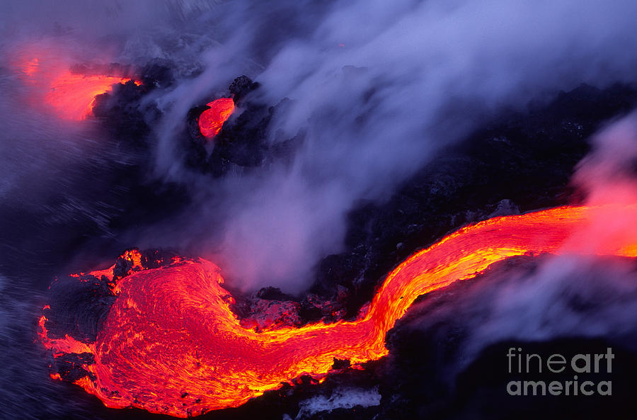 Lava Streams Into The Ocean, Kilauea #3 Photograph by Douglas Peebles