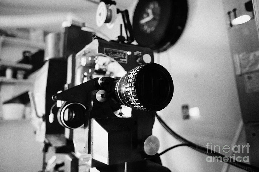 Vintage Photograph - lenses on old film projector in old cinema projection room Biggar Saskatchewan Canada #3 by Joe Fox