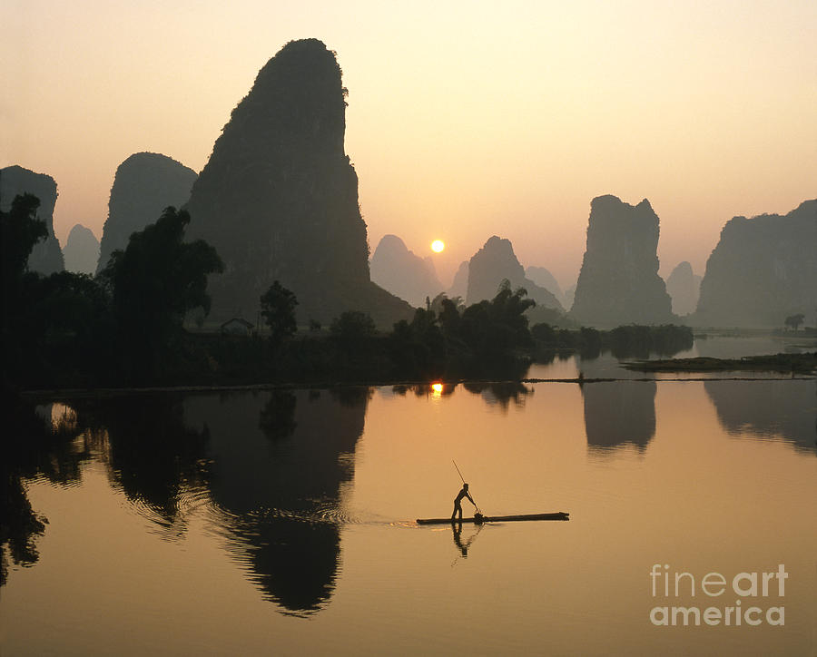 Nature Photograph - Li River at dawn #3 by King Wu