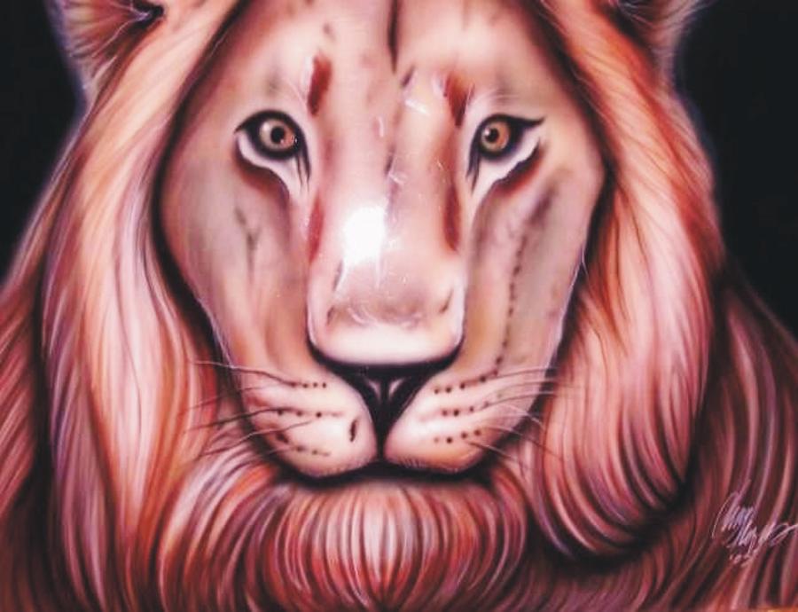 Lion Portrait Painting - Lion #3 by Christopher Fresquez