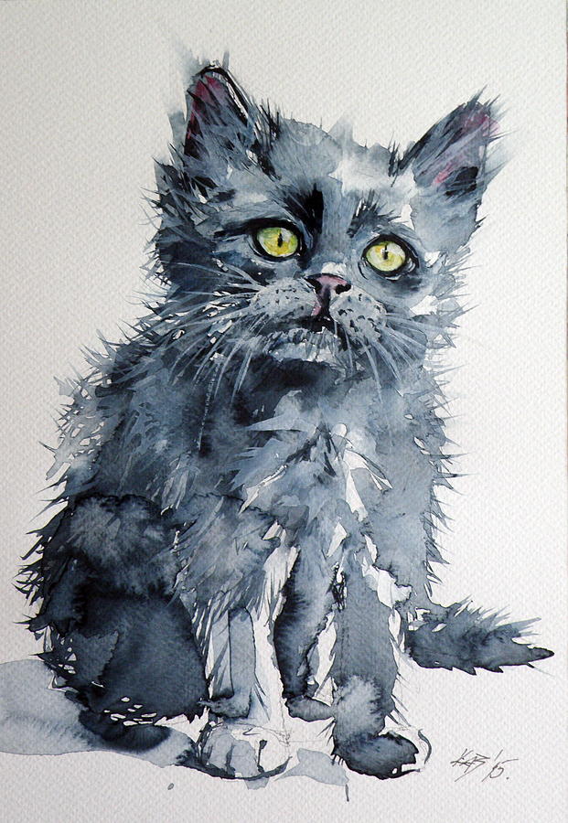 Little cat #2 Painting by Kovacs Anna Brigitta