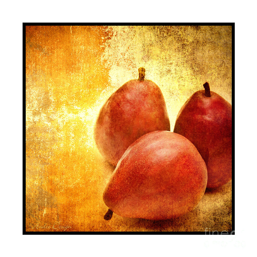 Pear Photograph - 3 Little Red Pears Are We 3 by Andee Design