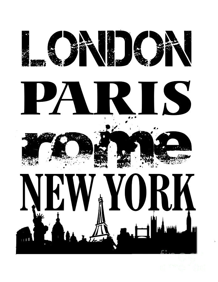 London Paris Rome New York Digital Art By Edit Voros