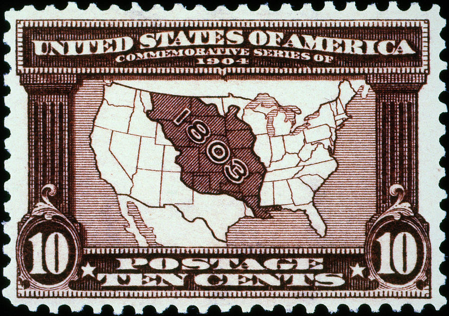 Stamp: Map of Louisiana Purchase (1803) (United States of America