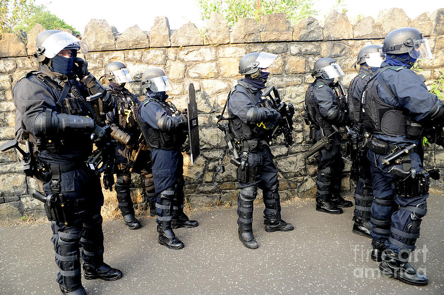 Belfast Photograph - Loyalist Protesters Attack Police Lines #3 by Andrew Chittock