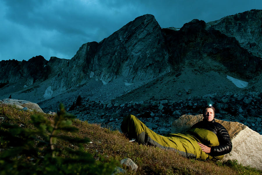 Man Bivouacs In Alpine Meadow Photograph by Steve Glass