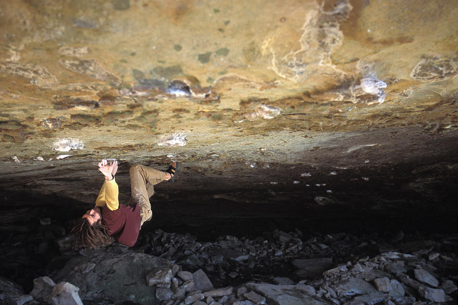 Sports Photograph - Man Bouldering On A Difficult #3 by Corey Rich