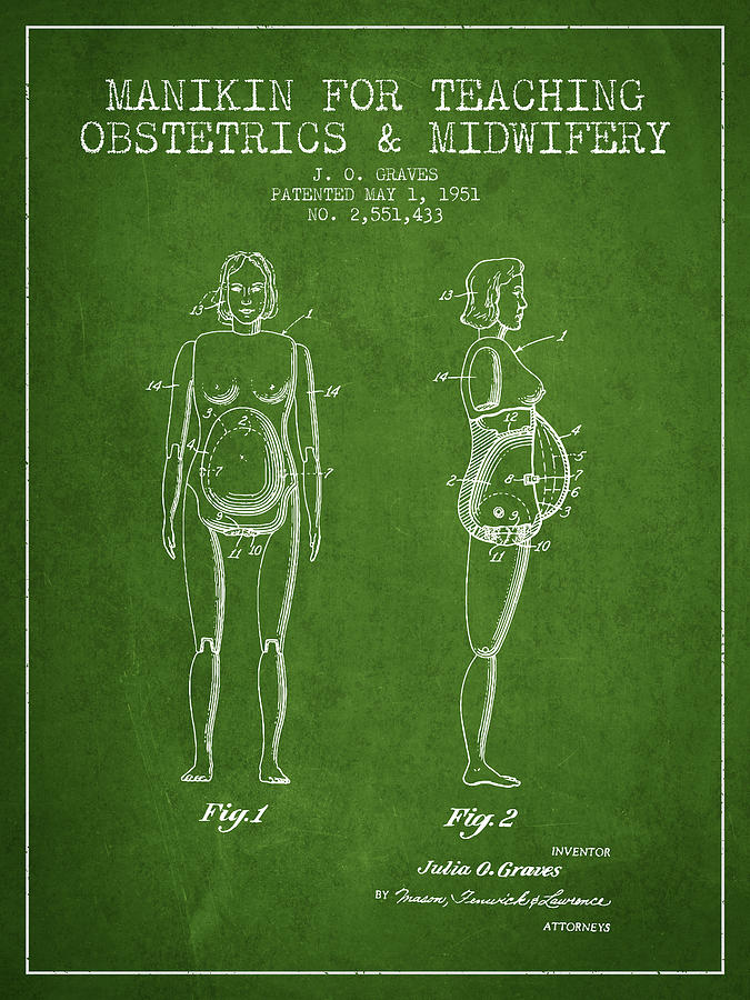 Vintage Drawing - Manikin for Teaching Obstetrics and Midwifery Patent from 1951 - #3 by Aged Pixel