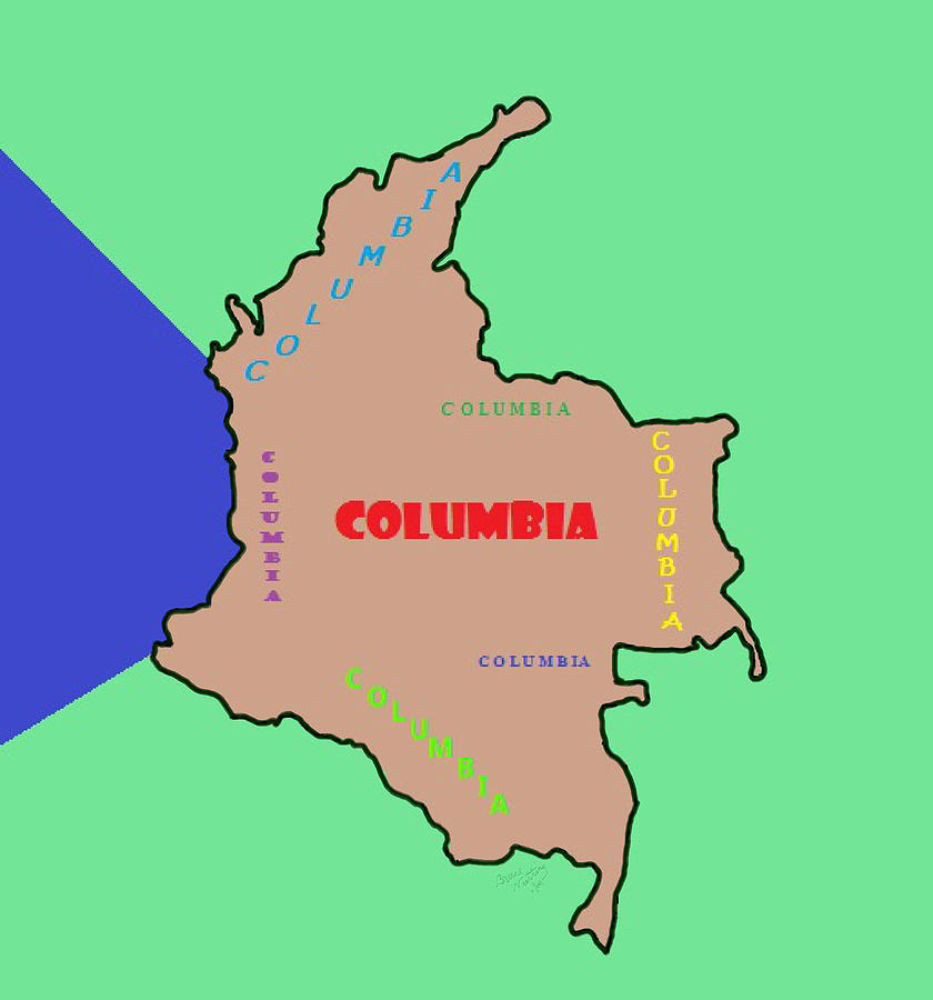 Map of Columbia #3 Painting by Bruce Nutting