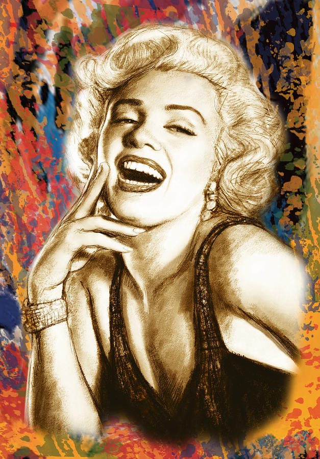 Portrait Drawing - Marilyn Monroe morden art drawing poster #3 by Kim Wang