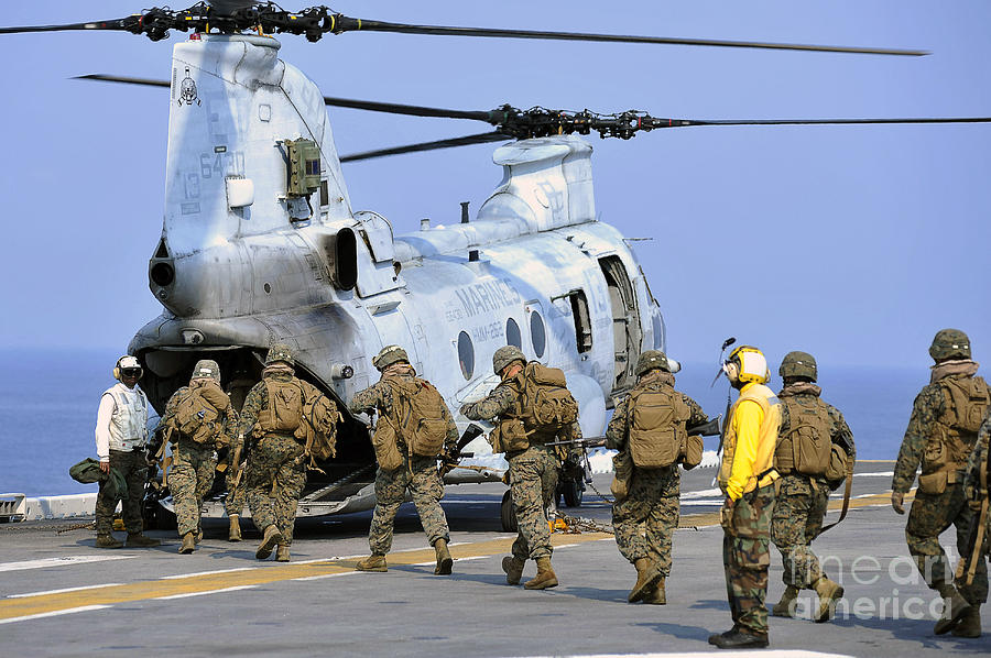 Marines Board A Ch-46e Sea Knight #3 Photograph by Stocktrek Images