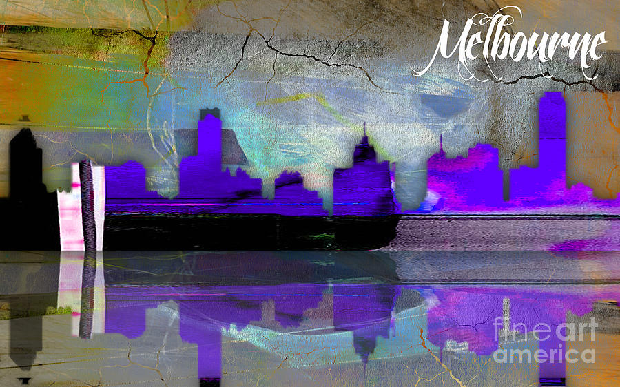 Melbourne Australia Skyline Watercolor #2 Mixed Media by Marvin Blaine