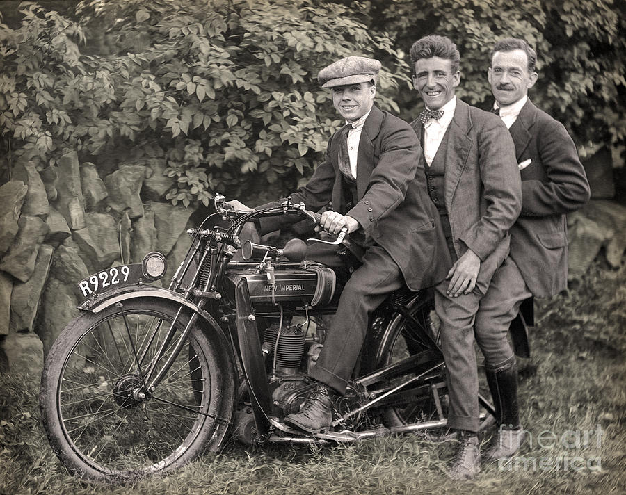 1920 Two Men on Motorcycles NC Vintage Old Photo 8.5" x 11" Reprint Durham 